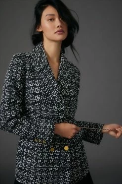 Best Pirce ???? Maeve Double-Breasted Tweed Jacket BLACK ????