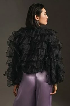 Outlet ???? Eva Franco Ruffled Organza Bomber Jacket BLACK ???? -Beach Riot Shop unnamed file 129