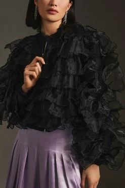 Outlet ???? Eva Franco Ruffled Organza Bomber Jacket BLACK ???? -Beach Riot Shop unnamed file 132