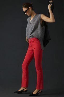 Promo ???? MOTHER The Hustler Ankle Fray ???? Jeans MARS RED ????