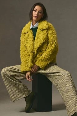 Promo ???? By Anthropologie Faux Fur Jacket CHARTREUSE ????