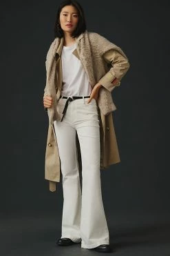 Top 10 ???? Paige Genevieve Mid-Rise Flare Corduroy Pants ECRU ????