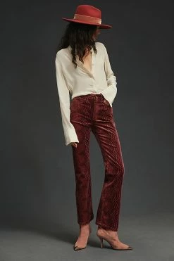Promo ✔️ Pilcro The Yaya Mid-Rise Crop Flare ???? Jeans WINE ????