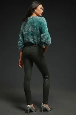 Best Sale ✔️ Paige Hoxton ???? Coated High-Rise Skinny ???? Jeans DEEP EMERALD LUXE ???? CoatING ???? -Beach Riot Shop unnamed file 1877