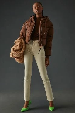 Promo ???? AG ???? Jeans AG Mari High-Rise Straight Velvet Pants WHITE CREAM ????