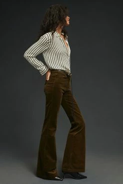 Discount ???? Paige Genevieve High-Rise Flare ???? Jeans DARK GREEN ???? -Beach Riot Shop unnamed file 2082