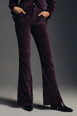 Alternative view of New ???? Paige Lou Lou Velvet High-Rise Flare Pants BLACK CHERRY ????