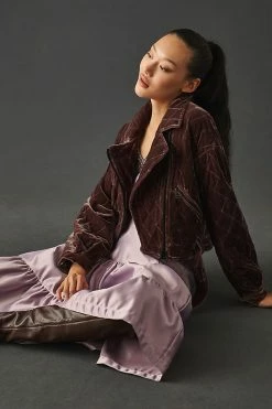 Budget ???? Avec Les Filles Cropped Velvet Moto Jacket KELLY ????