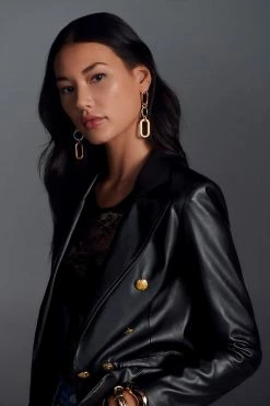 Discount ???? By Anthropologie Nico Faux Leather Blazer BLACK ????