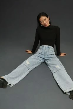 Best Pirce ???? Avec Les Filles High-Rise Straight Cargo ???? Jeans DENIM LIGHT ????