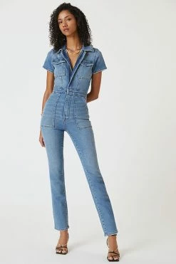 Cheap ❤️ Good American Fit For Success Jumpsuit DENIM MEDIUM BLUE ????