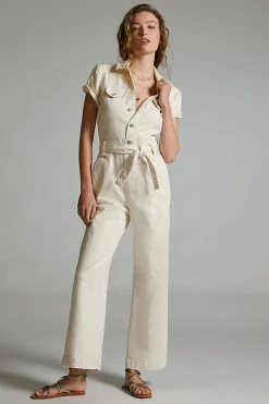 Coupon ⭐ Paige Anessa Puff-Sleeve Jumpsuit QUARTZ SAND ????