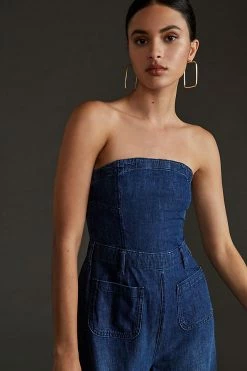 Coupon ???? Pilcro Strapless Polished Wide-Leg Jumpsuit DARK RUE WASH ⌛ -Beach Riot Shop unnamed file 2759