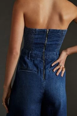 Coupon ???? Pilcro Strapless Polished Wide-Leg Jumpsuit DARK RUE WASH ⌛ -Beach Riot Shop unnamed file 2760
