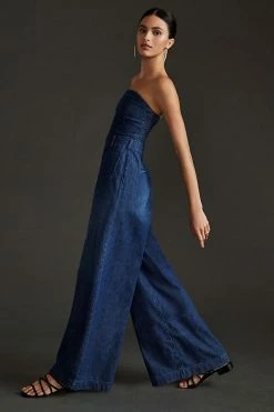 Coupon ???? Pilcro Strapless Polished Wide-Leg Jumpsuit DARK RUE WASH ⌛ -Beach Riot Shop unnamed file 2761