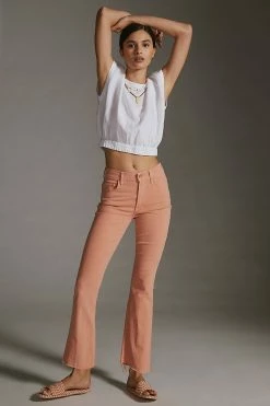 Best reviews of ???? MOTHER The Insider Mid-Rise Ankle Fray ???? Jeans CHALK TERRACOTTA ✔️