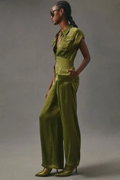 Beach Riot Shop 31 Best Pirce 🔔 By Anthropologie Open-Back Boiler Suit OLIVE 😀