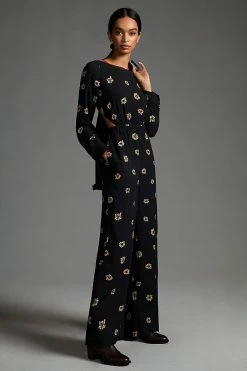 Cheap ???? Farm Rio Long-Sleeve Cutout Jumpsuit BLUE MOTIF ????