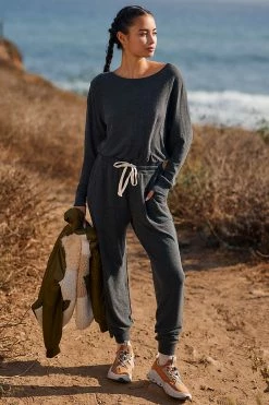 Best Sale ???? Spiritual Gangster Vida Off Shoulder Sherpa Jumpsuit CARBON ????
