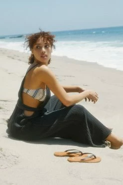 Discount 😍 By Anthropologie Tie-Front Cover-Up Jumpsuit BLACK 🔥