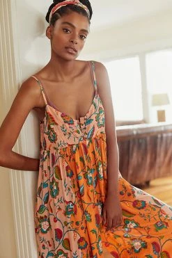 Cheapest ⭐ Anthropologie Printed Lounge Jumpsuit ORANGE MOTIF ???? -Beach Riot Shop unnamed file 3440