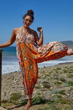 Cheapest ⭐ Anthropologie Printed Lounge Jumpsuit ORANGE MOTIF ???? -Beach Riot Shop unnamed file 3442