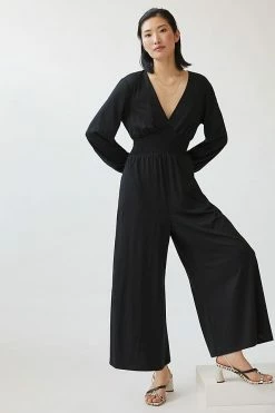 Best deal ✨ Hutch Wide-Leg V-Neck Jumpsuit BLACK ❤️