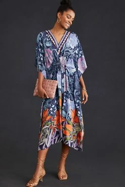 Best reviews of π Bl-nk V-Neck Kaftan BLUE MOTIF π
