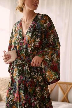 Best Pirce ???? By Anthropologie Boho Femme Sleep Kimono BLUE MOTIF ???? -Beach Riot Shop unnamed file 3477