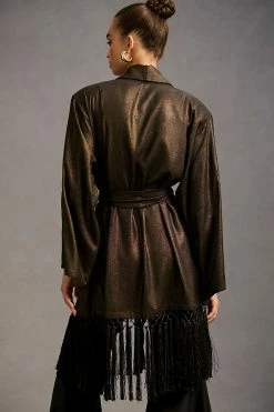 Buy ❤️ By Anthropologie Metallic Fringe Kimono GOLD ???? -Beach Riot Shop unnamed file 3482