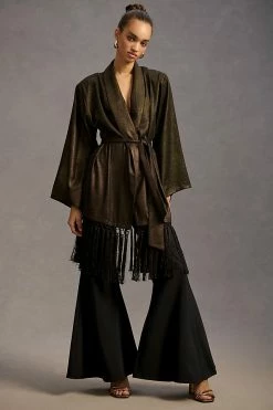 Buy ❤️ By Anthropologie Metallic Fringe Kimono GOLD ???? -Beach Riot Shop unnamed file 3483