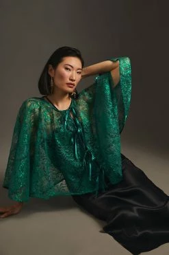 Budget ⭐ By Anthropologie Embellished Lace Cape GREEN ????