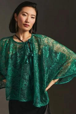 Budget ⭐ By Anthropologie Embellished Lace Cape GREEN ???? -Beach Riot Shop unnamed file 3492