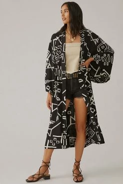 Top 10 ✔️ By Anthropologie Graphic Kimono BLACK ⌛ -Beach Riot Shop unnamed file 3508