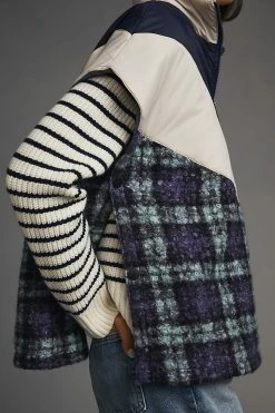 Brand new ???? By Anthropologie Plaid Puffer Poncho BLUE MOTIF ???? -Beach Riot Shop unnamed file 396