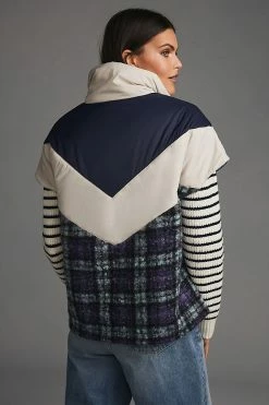 Brand new ???? By Anthropologie Plaid Puffer Poncho BLUE MOTIF ???? -Beach Riot Shop unnamed file 397