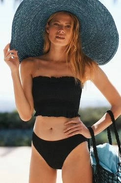 Cheapest ???? By Anthropologie Smocked Hipster ???? Bikini Bottoms BLACK ????