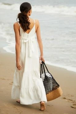 Budget ???? Peixoto Parker Tie Midi ???? Dress PATCHED WHITE ???? -Beach Riot Shop unnamed file 4653