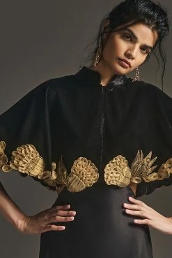 Best deal ❤️ By Anthropologie Velvet And Gold Capelet BLACK ???? -Beach Riot Shop unnamed file 497