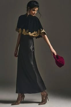 Best deal ❤️ By Anthropologie Velvet And Gold Capelet BLACK ???? -Beach Riot Shop unnamed file 498