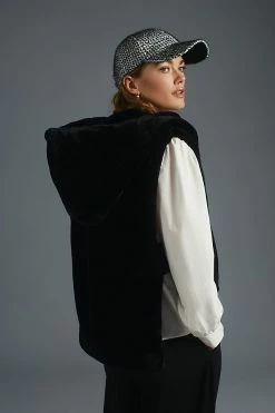 New ???? By Anthropologie Cropped Faux Fur Vest BLACK ???? -Beach Riot Shop unnamed file 542