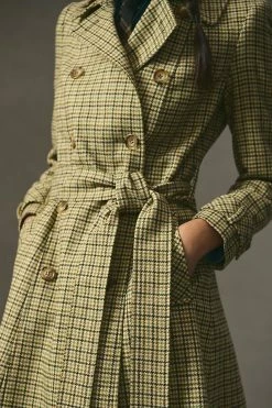 Alternative view of Brand new ???? Helene Berman X Anthropologie Plaid Trench ???? Coat NEUTRAL MOTIF ????