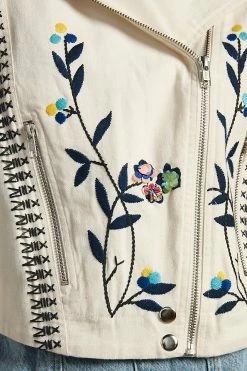 Cheapest ???? By Anthropologie Embroidered Moto Jacket LIGHT SAND ✔️ -Beach Riot Shop unnamed file 62