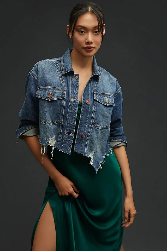 Pilcro Cropped Frayed Trucker Jacket Top 10 ???? Pilcro Cropped Frayed Trucker Jacket DENIM MEDIUM BLUE ???? -Beach Riot Shop unnamed file 668