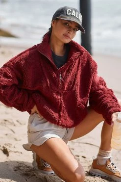 Wholesale ???? Free People Movement Nantucket Fleece Pullover CRIMSON ????