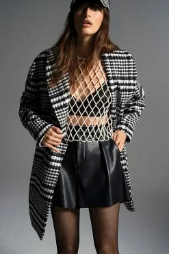Best Sale ???? Avec Les Filles Plaid ???? Coat BLACK & WHITE ????