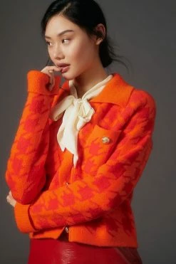 Outlet ???? English Factory Cropped Houndstooth Cardigan Sweater ORANGE MOTIF ✔️ -Beach Riot Shop unnamed file 87