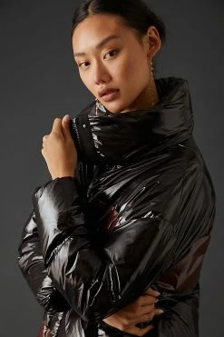 Deals ???? Badgley Mischka Shiny Puffer Jacket BROWN MOTIF ???? -Beach Riot Shop unnamed file 873