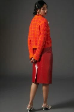 Outlet ???? English Factory Cropped Houndstooth Cardigan Sweater ORANGE MOTIF ✔️ -Beach Riot Shop unnamed file 88