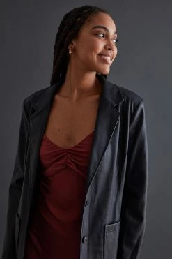 Best Pirce ???? By Anthropologie Faux Leather Blazer BLACK ???? -Beach Riot Shop unnamed file 890